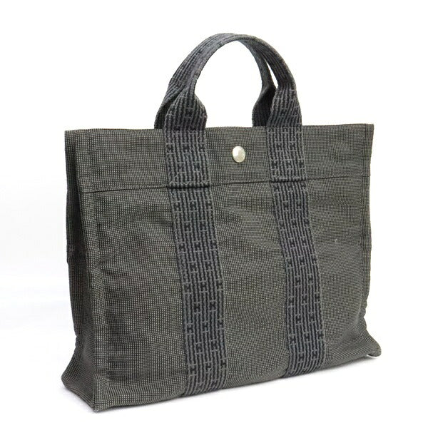 HERMES Herline PM Canvas Handbag Gray Size ONE SIZE