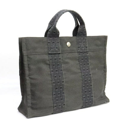 HERMES Herline PM Canvas Handbag Gray Size ONE SIZE