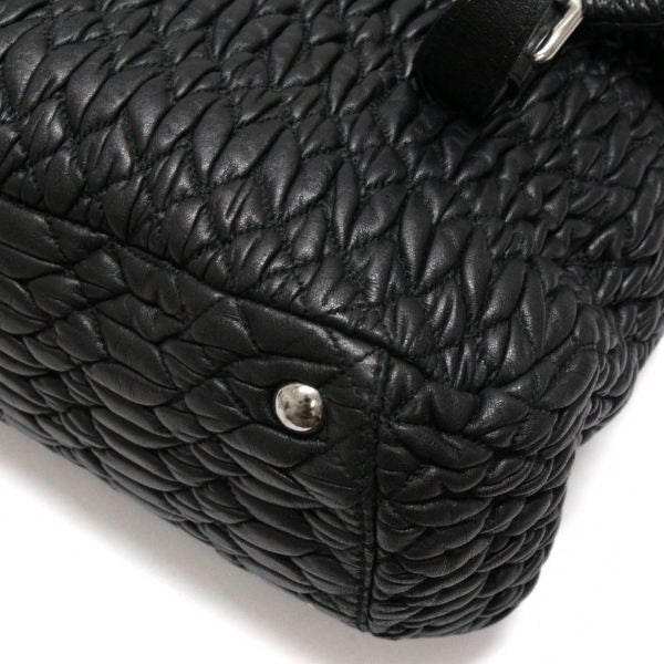 Miu Miu Matelasse Leather 2-Way Bag Black Size ONE SIZE