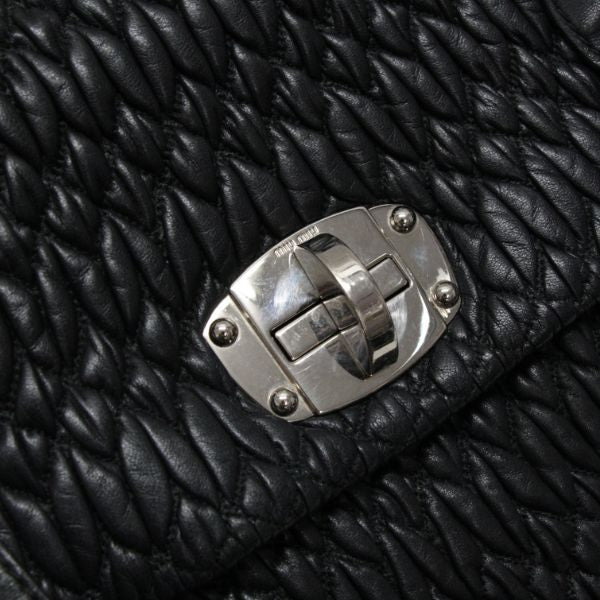 Miu Miu Matelasse Leather 2-Way Bag Black Size ONE SIZE