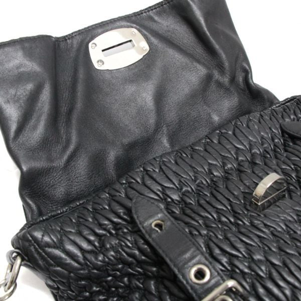 Miu Miu Matelasse Leather 2-Way Bag Black Size ONE SIZE