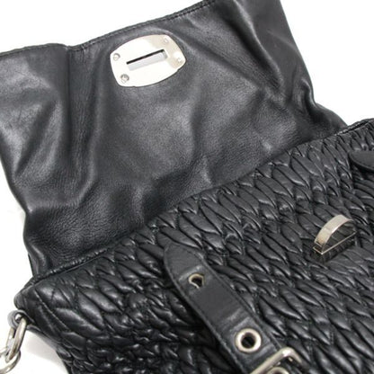 Miu Miu Matelasse Leather 2-Way Bag Black Size ONE SIZE