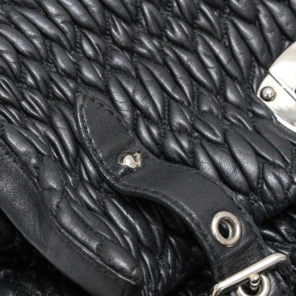 Miu Miu Matelasse Leather 2-Way Bag Black Size ONE SIZE
