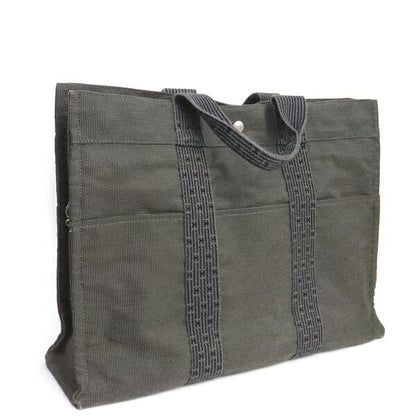 HERMES Herline MM Canvas Tote Bag Gray Size ONE SIZE