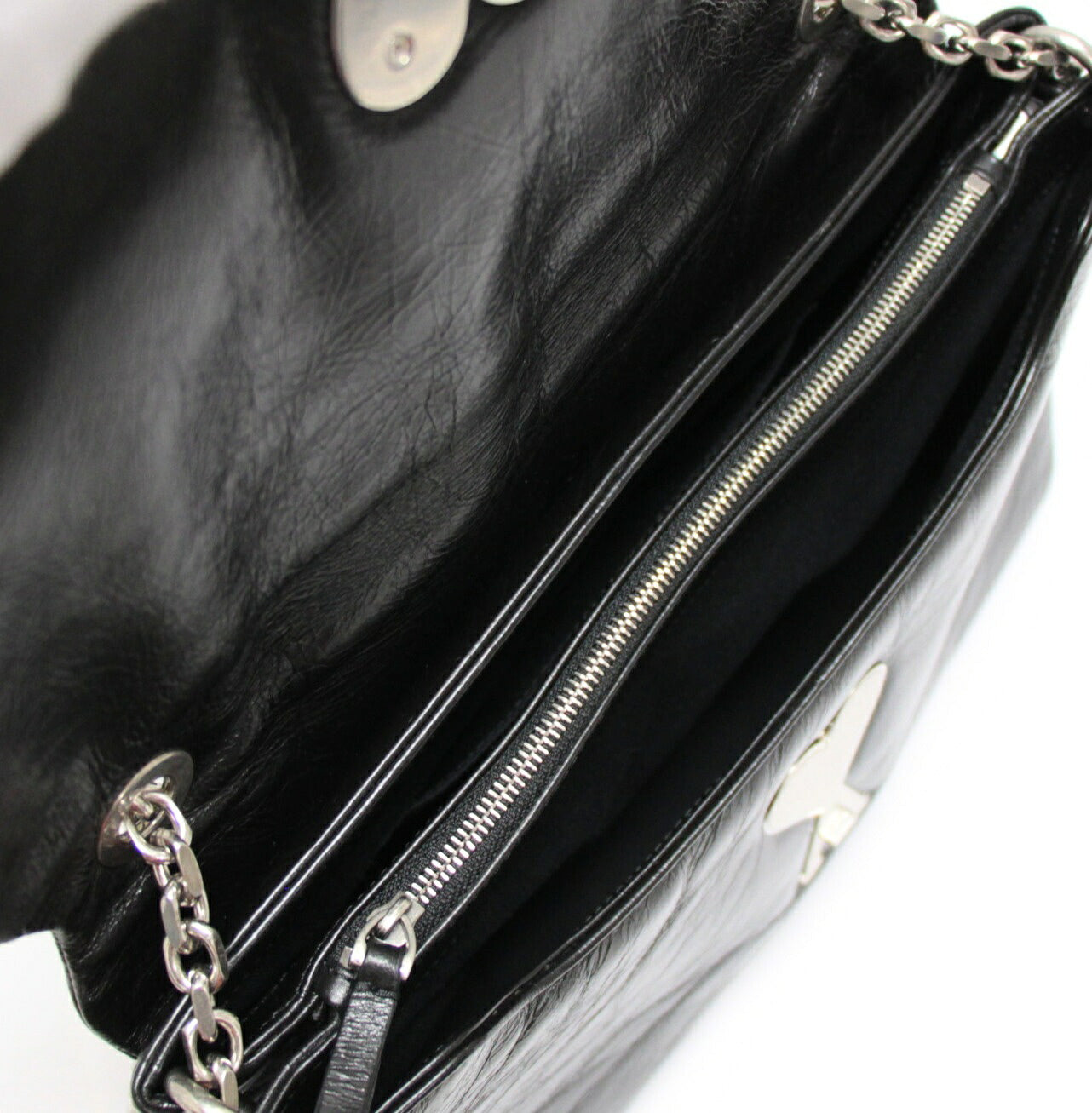 Ami Paris Heart Logo Leather Chain Bag Black Size ONE SIZE