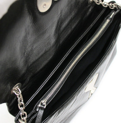 Ami Paris Heart Logo Leather Chain Bag Black Size ONE SIZE