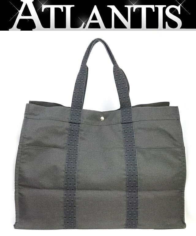 HERMES Herline TGM Canvas Boston Bag Gray Size ONE SIZE