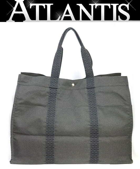 HERMES Herline TGM Canvas Boston Bag Gray Size ONE SIZE