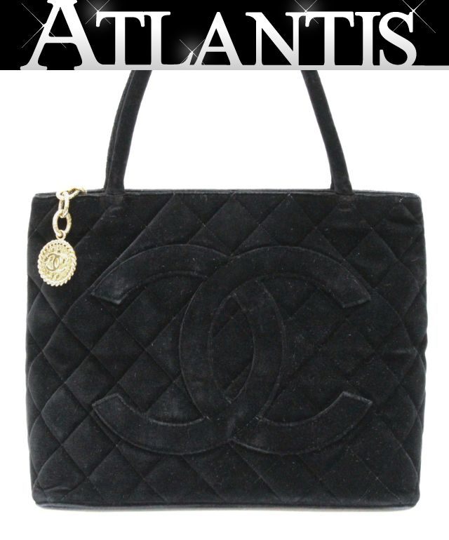 CHANEL Revival Velour Tote Gold Hardware Size ONE SIZE