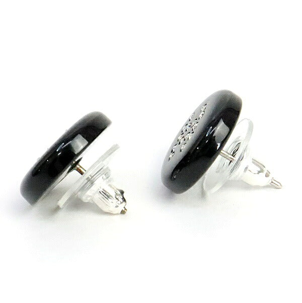 CHANEL Coco Mark Rhinestone Earrings Black Size ONE SIZE
