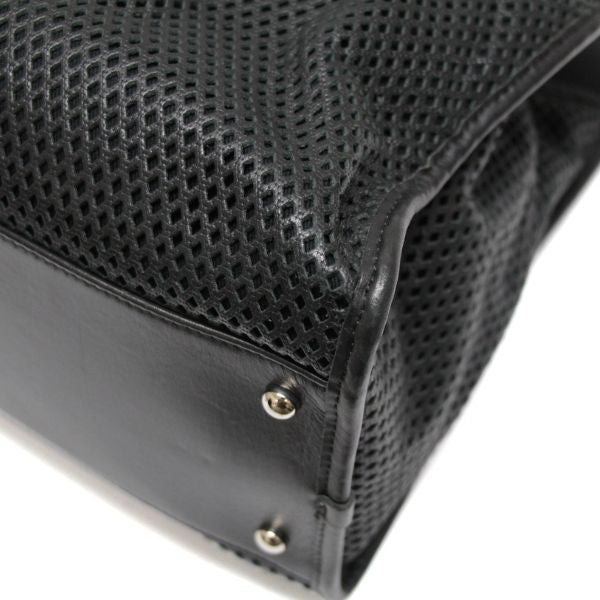 CHANEL French Riviera Mesh Leather Bag Black Size ONE SIZE