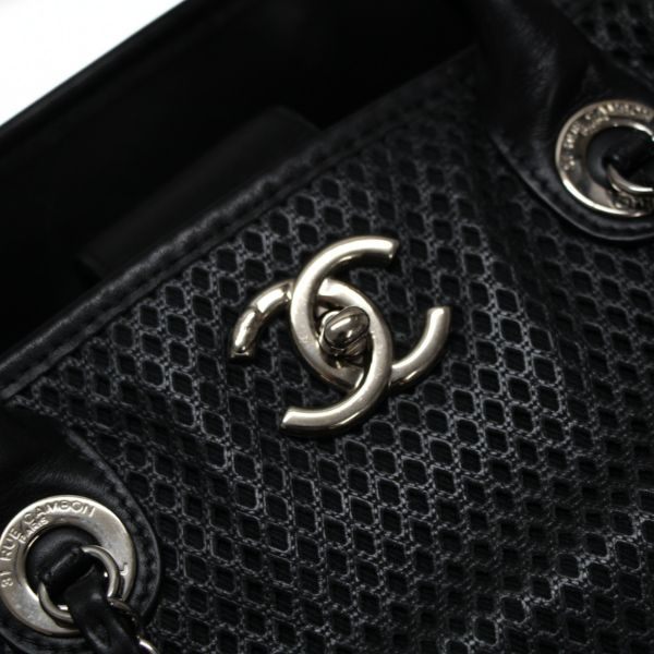 CHANEL French Riviera Mesh Leather Bag Black Size ONE SIZE