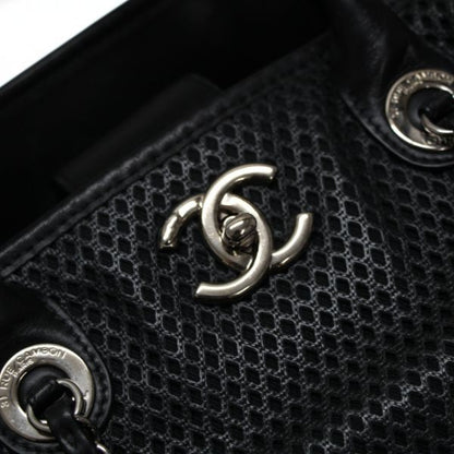 CHANEL French Riviera Mesh Leather Bag Black Size ONE SIZE
