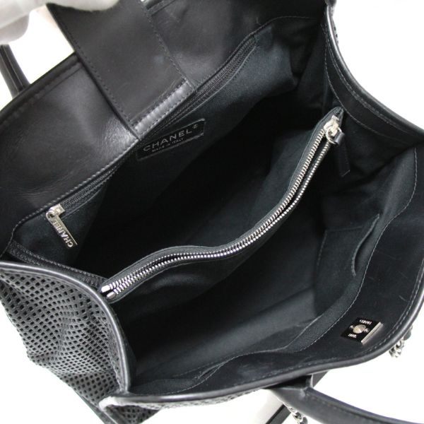 CHANEL French Riviera Mesh Leather Bag Black Size ONE SIZE