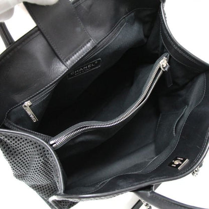 CHANEL French Riviera Mesh Leather Bag Black Size ONE SIZE