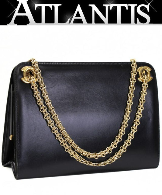 CHANEL Vintage Coco Mark Calfskin Shoulder Bag Size ONE SIZE