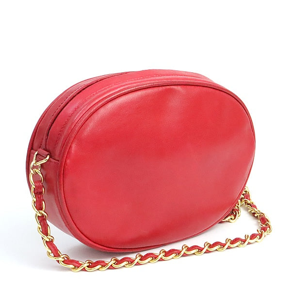 CHANEL Red Lambskin Fringe Chain Shoulder Bag Size ONE SIZE