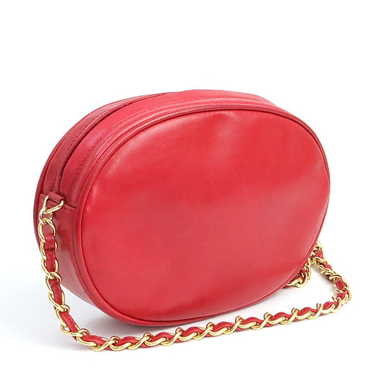 CHANEL Red Lambskin Fringe Chain Shoulder Bag Size ONE SIZE