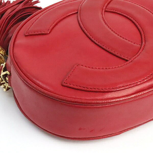 CHANEL Red Lambskin Fringe Chain Shoulder Bag Size ONE SIZE