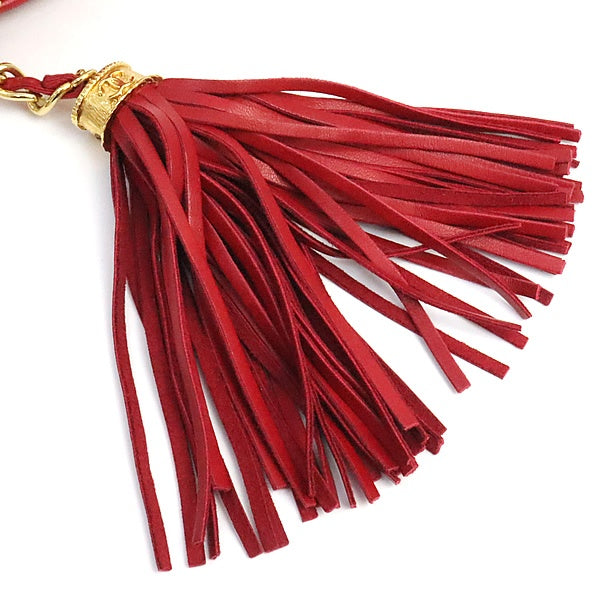 CHANEL Red Lambskin Fringe Chain Shoulder Bag Size ONE SIZE