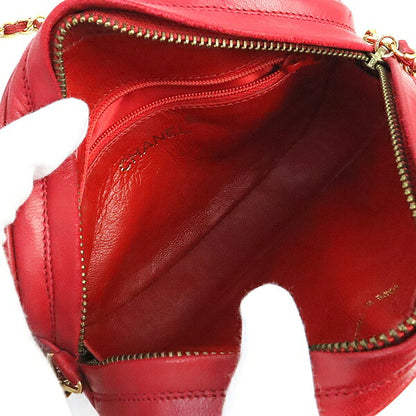 CHANEL Red Lambskin Fringe Chain Shoulder Bag Size ONE SIZE