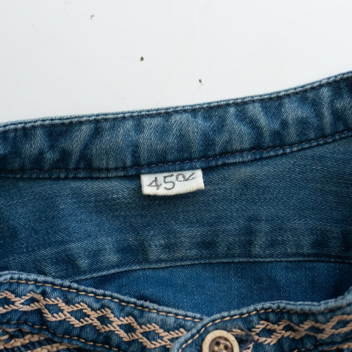 45R Indigo Millet Sateen Smocked Longline Blouse Size 2