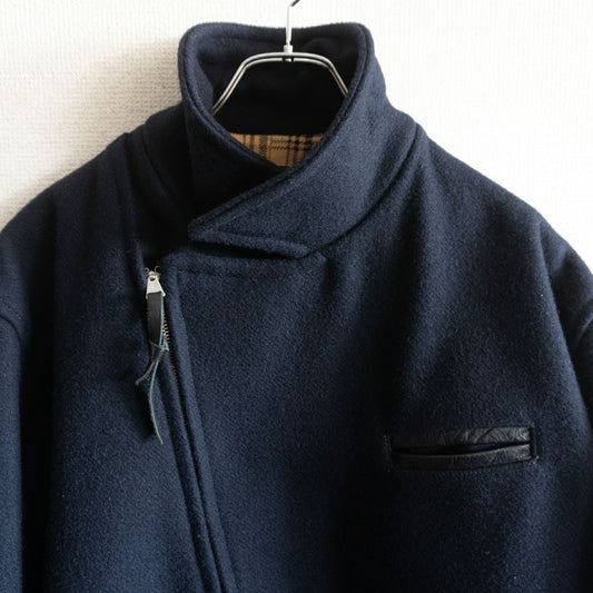 At Last & Co 44 MELTON RIDERS JACKET Blue Size 44