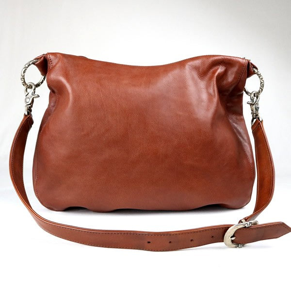 CHROME HEARTS Scroll 2-Clip Leather Bag Brown Size ONE SIZE