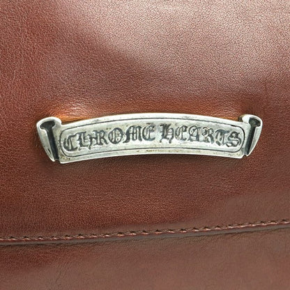 CHROME HEARTS Scroll 2-Clip Leather Bag Brown Size ONE SIZE
