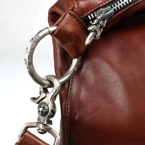 CHROME HEARTS Scroll 2-Clip Leather Bag Brown Size ONE SIZE