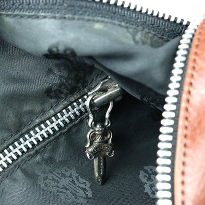 CHROME HEARTS Scroll 2-Clip Leather Bag Brown Size ONE SIZE