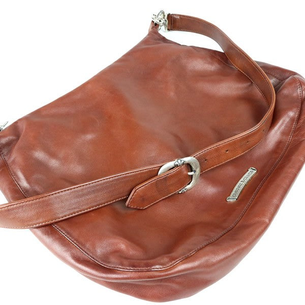 CHROME HEARTS Scroll 2-Clip Leather Bag Brown Size ONE SIZE
