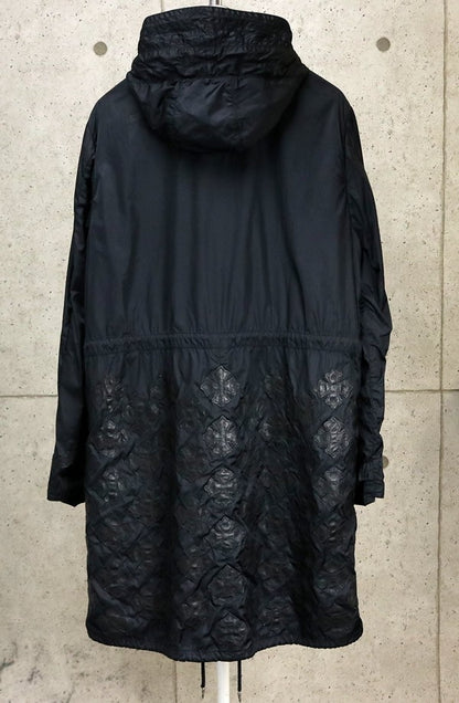 CHROME HEARTS PUDDLES Leather CH Cross Coat Black Size M