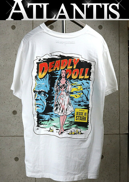 DEADLY DOLL Jesse Jo Stark Print White T-Shirt Size XL