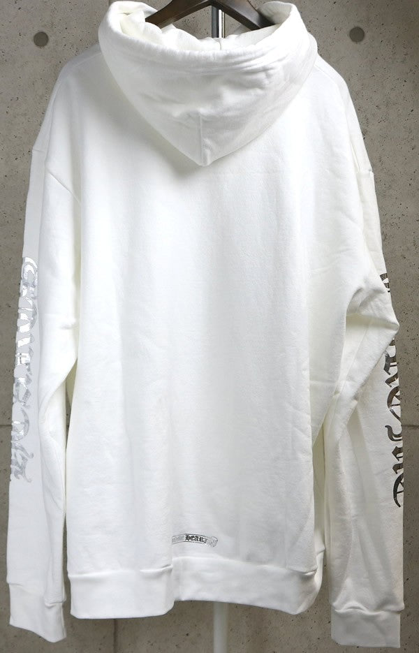 CHROME HEARTS Old English Logo Pullover Hoodie White Size XL