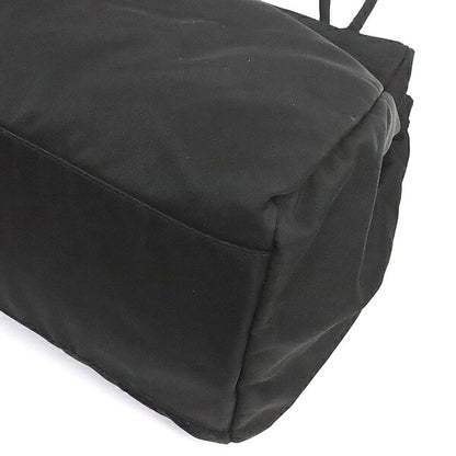 PRADA Triangle Logo Nylon Tote Bag Black Size ONE SIZE