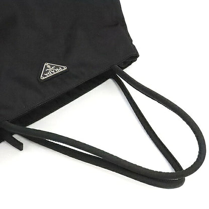 PRADA Triangle Logo Nylon Tote Bag Black Size ONE SIZE