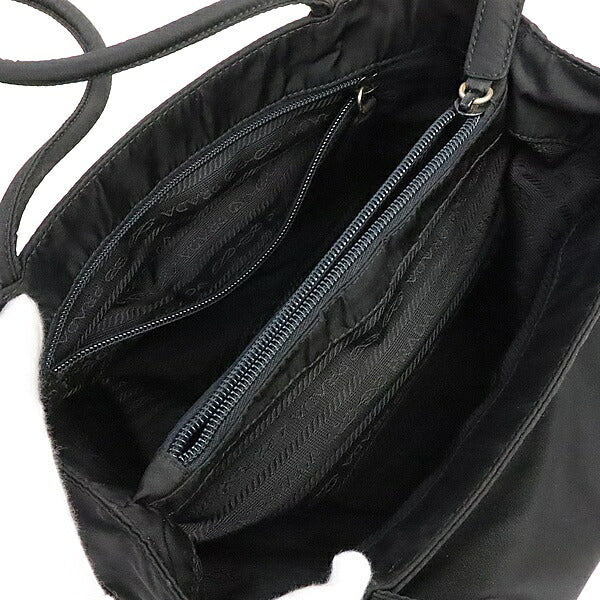 PRADA Triangle Logo Nylon Tote Bag Black Size ONE SIZE
