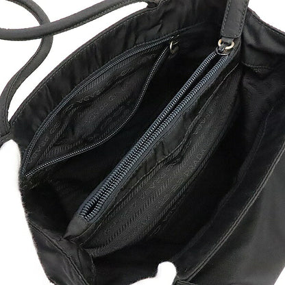 PRADA Triangle Logo Nylon Tote Bag Black Size ONE SIZE
