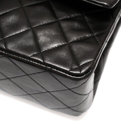 CHANEL Matelasse 25 Double Flap Lamb Bag Black Size ONE SIZE