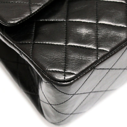 CHANEL Matelasse 25 Double Flap Lamb Bag Black Size ONE SIZE
