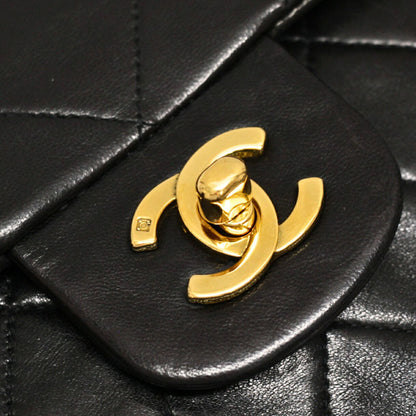 CHANEL Matelasse 25 Double Flap Lamb Bag Black Size ONE SIZE