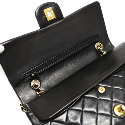CHANEL Matelasse 25 Double Flap Lamb Bag Black Size ONE SIZE