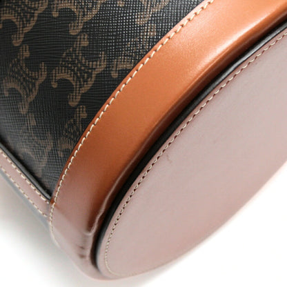 CELINE Tambour Triomphe PVC Leather Bag Brown Size ONE SIZE