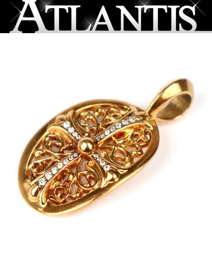 CHROME HEARTS 22K Cross Pave Dia Gold Pendant Size ONE SIZE