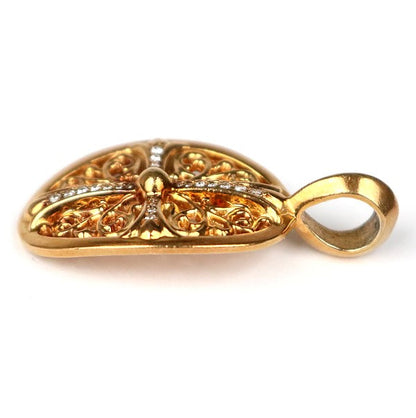 CHROME HEARTS 22K Cross Pave Dia Gold Pendant Size ONE SIZE
