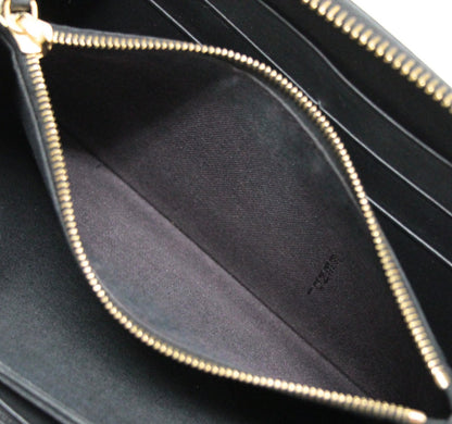 FENDI Monster Round Zipper Leather Black Gold Long Wallet Size ONE SIZE