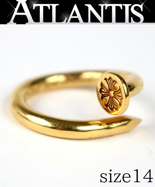 CHROME HEARTS 22K CH Plus Flat Nail Ring Gold Size ONE SIZE
