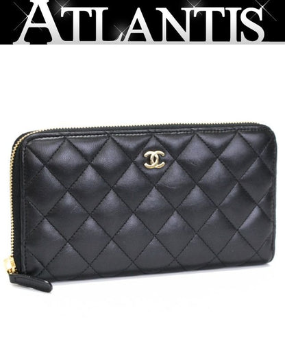 CHANEL Matelasse Lambskin Round Long Wallet Size ONE SIZE