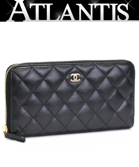 CHANEL Matelasse Lambskin Round Long Wallet Size ONE SIZE